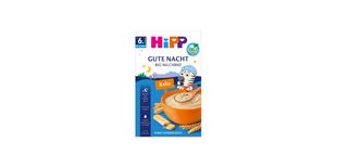 HiPP Gute Nacht Bio Milchbrei Keks Packung mit Schüssel Getreidebrei, Keksstücken und Schlafmotiv ab 6. Monat