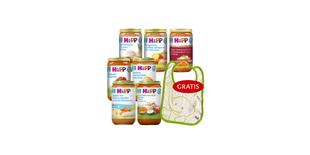 HiPP Beikost Wochenpaket Menüs ab dem 12. Monat mit mehreren Bio-Menügläschen und gratis Lätzchen