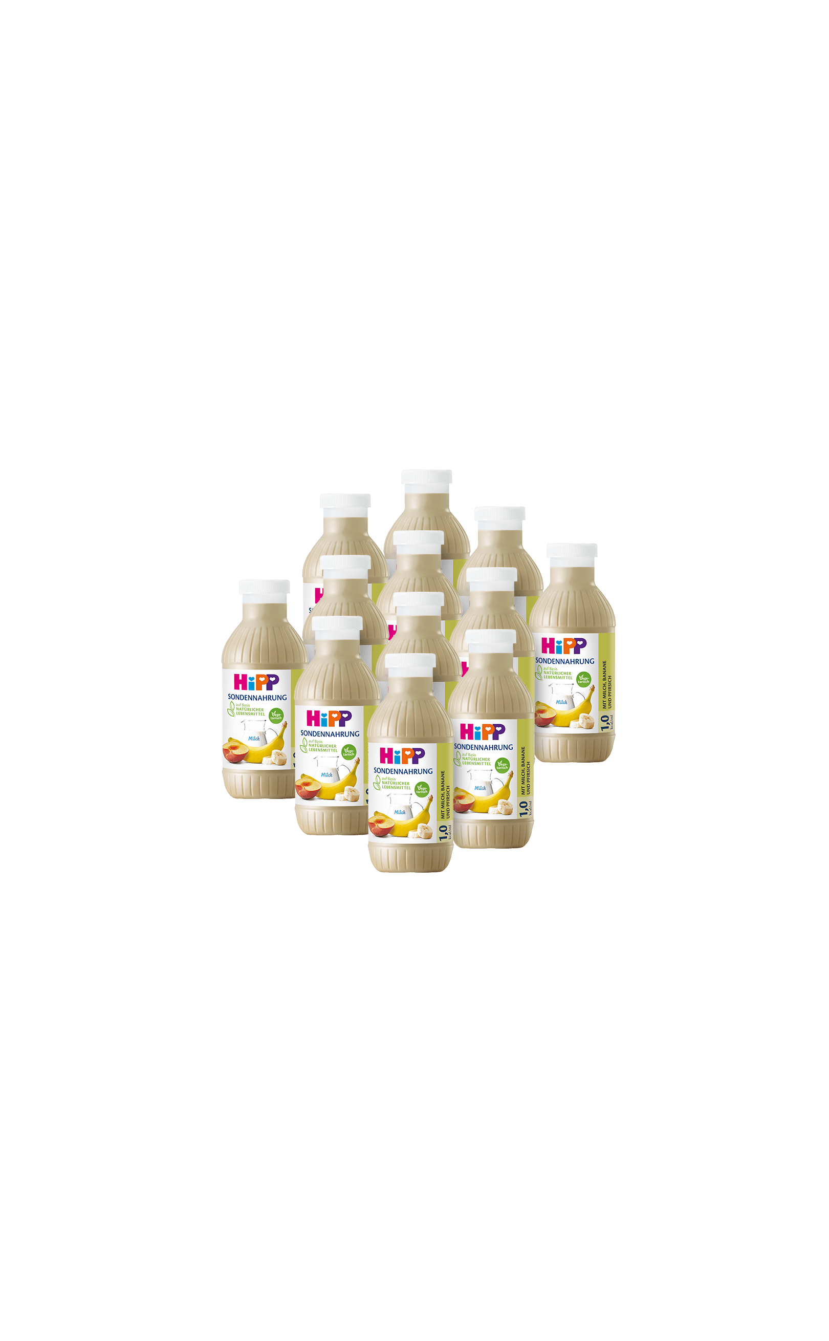 12er-Pack 500-ml-Flaschen HiPP Sondennahrung mit Banane-Pfirsich-Geschmack