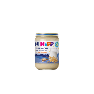 HiPP Gute Nacht 3-Korn Flocken Bio-Abendbrei im Glas für Babys ab 8 Monaten, ohne Zuckerzusatz