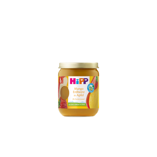 HiPP Bio-Früchte-Gläschen Mango Erdbeere in Apfel ab 6 Monaten, Fruchtpüree ohne Zuckerzusatz