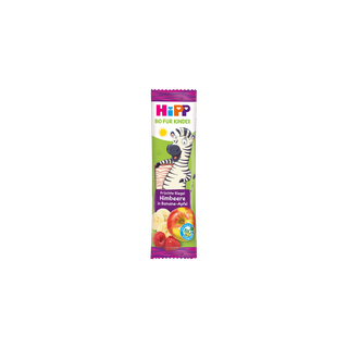 HiPP Zebra Früchte Riegel Himbeere in Banane-Apfel in bunter Kinderverpackung mit Zebra-Illustration und Bio-Siegel