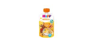 HiPP Müesli Quetschbeutel Pfirsich Banane in Apfel mit Joghurt, Bio-Frucht-Getreide-Snack ab 1 Jahr