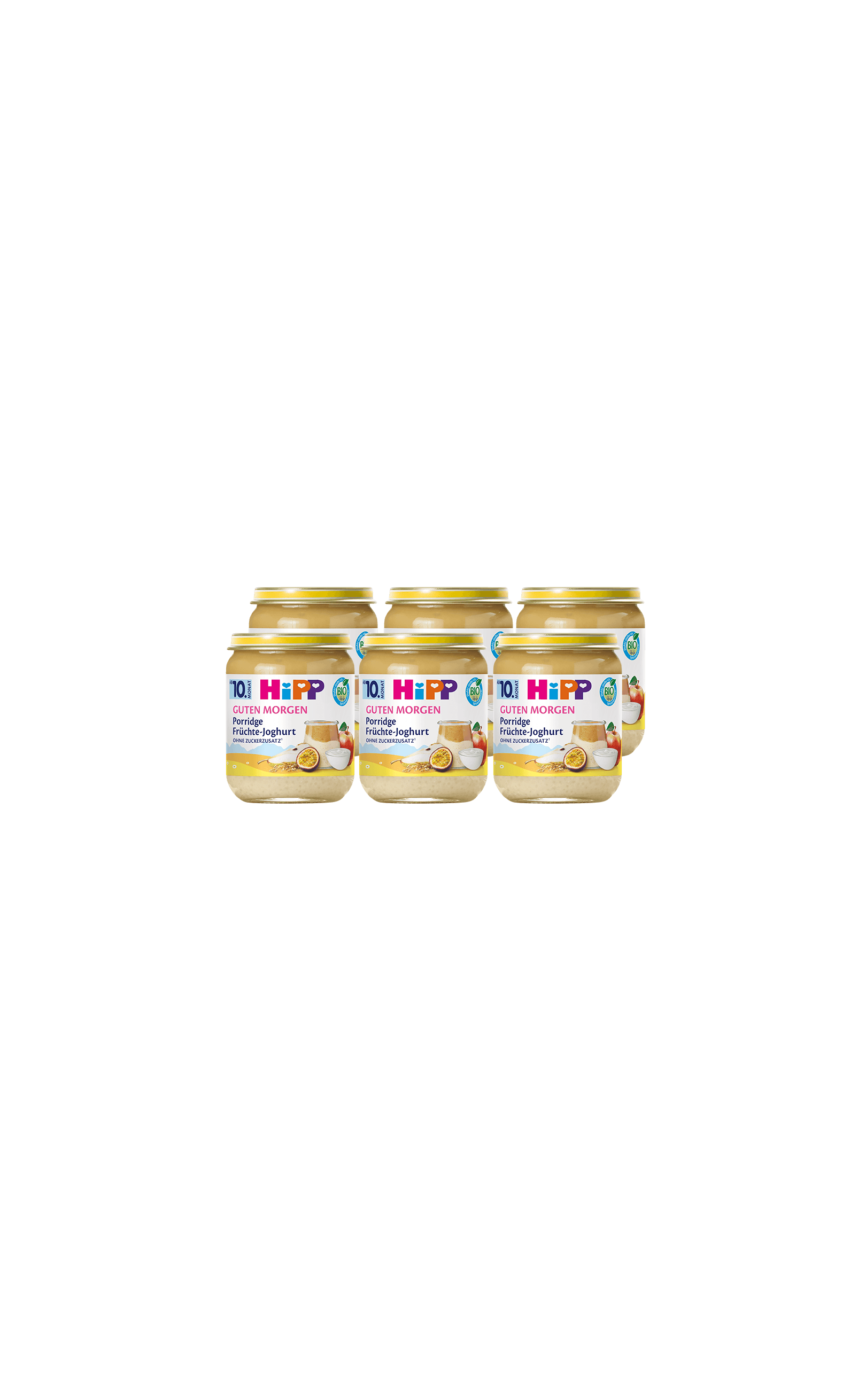6er-Pack HiPP Guten Morgen Porridge Früchte-Joghurt Gläschen à 160 g für ein sanftes Babyfrühstück