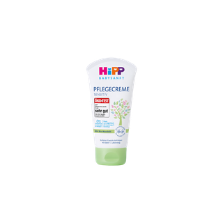 HiPP Babysanft Pflegecreme Sensitiv Tube mit Bio-Mandelöl für zarte Babyhaut, freigestellt auf weißem Hintergrund