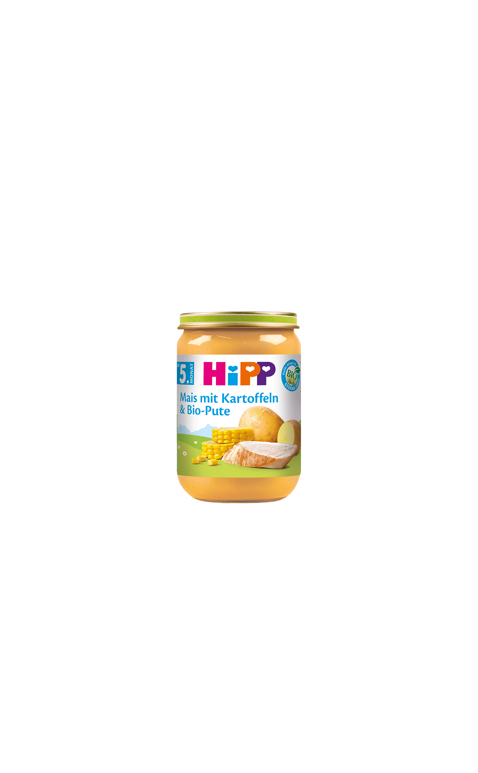 HiPP Bio-Babygläschen Mais mit Kartoffeln und Bio-Pute ab dem 5. Monat