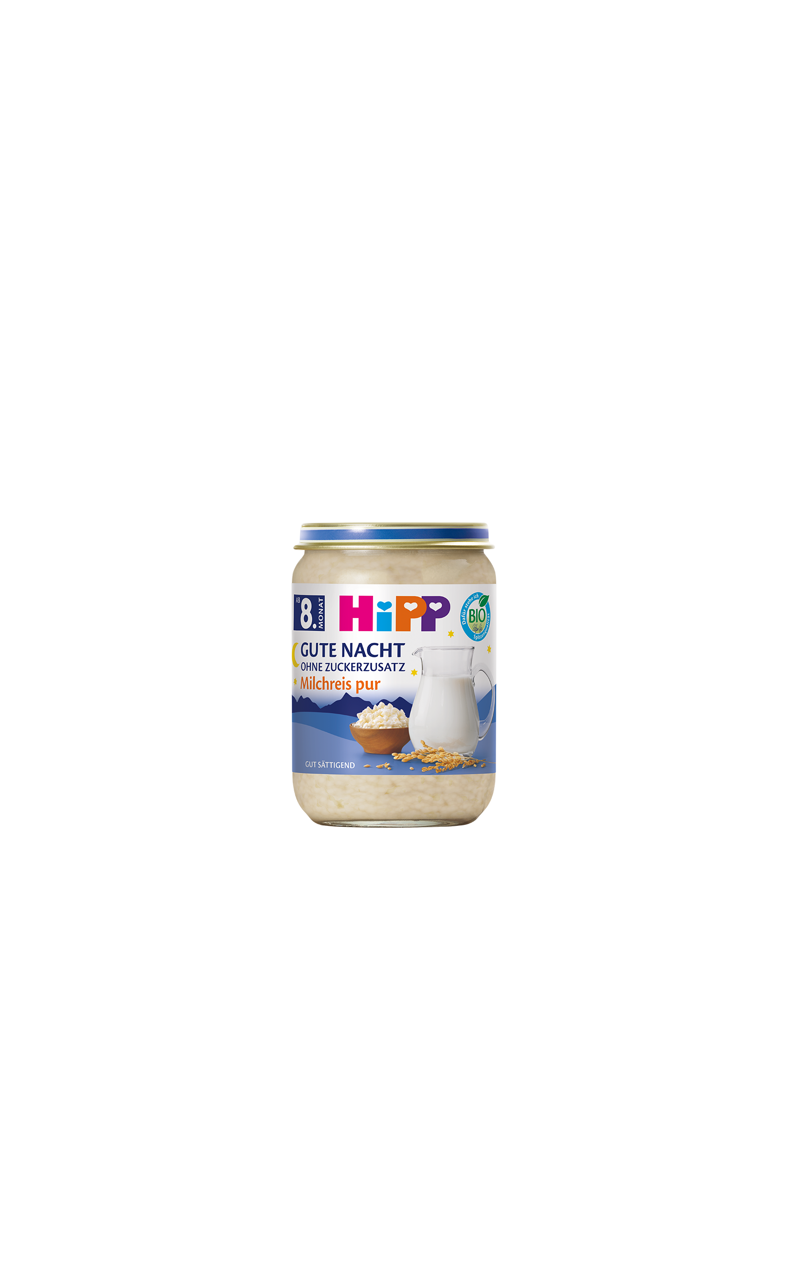 HiPP Gute Nacht Milchreis pur Bio-Abendbrei im 190g-Gläschen für Babys ab 8 Monaten