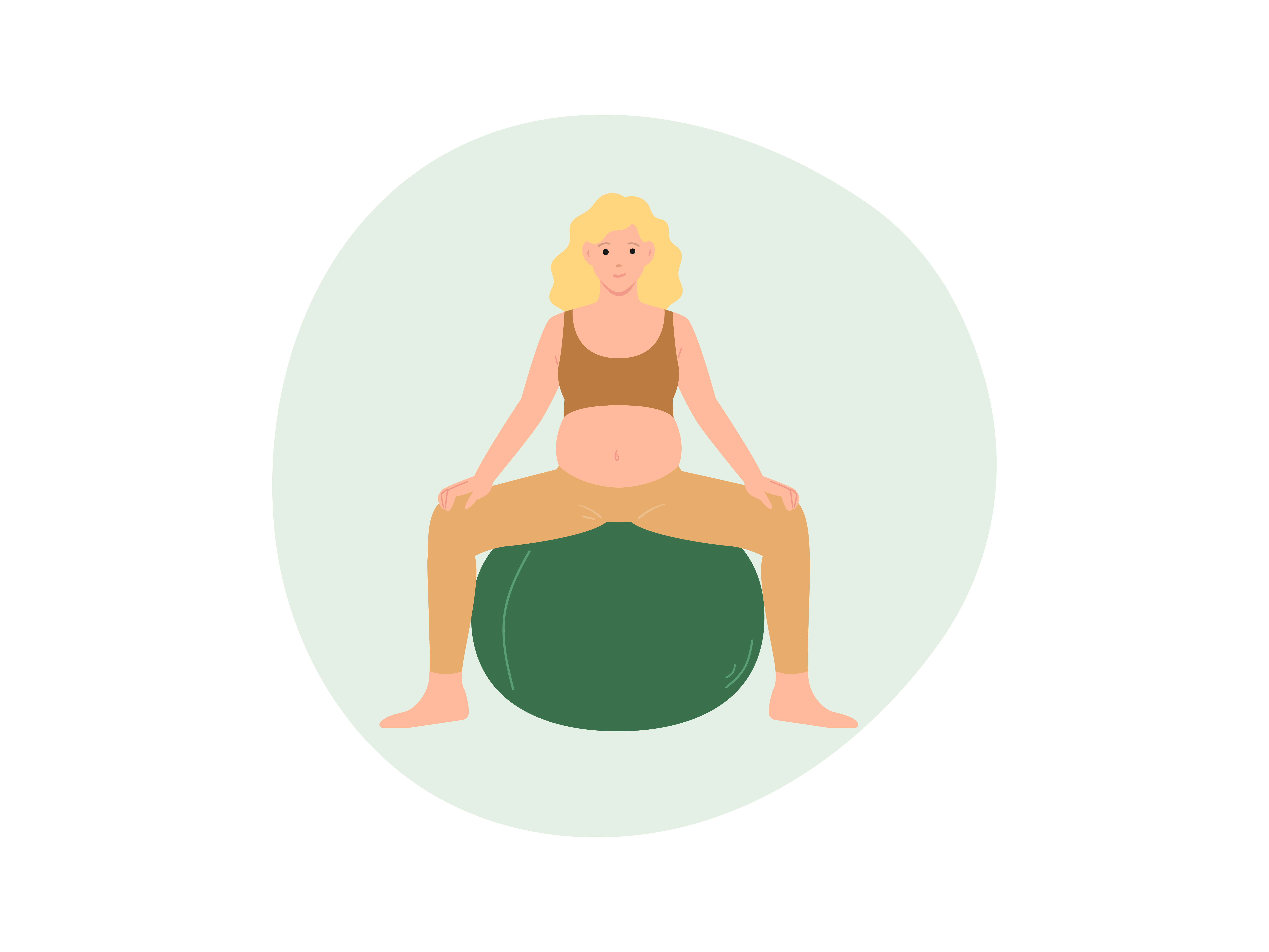 A graphic of a pregnant woman sat on a birthing ball