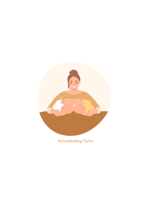 Graphic of mum breastfeeding twins