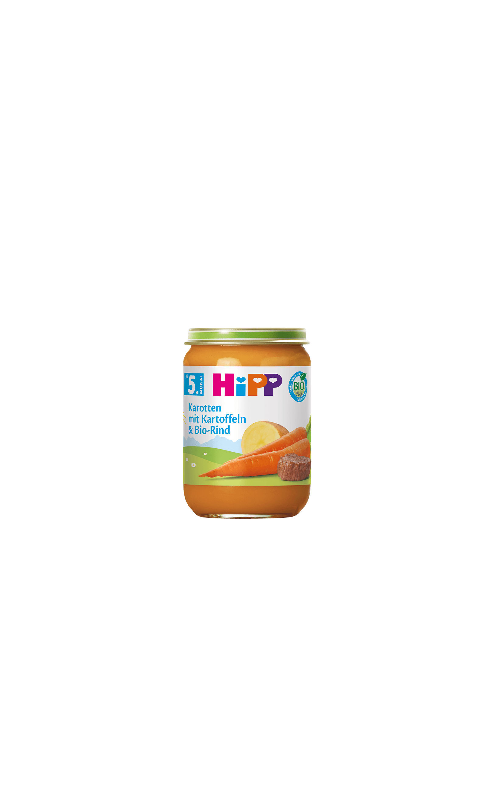 HiPP Bio-Gläschen Karotten mit Kartoffeln und Bio-Rind, Menü ab dem 5. Monat