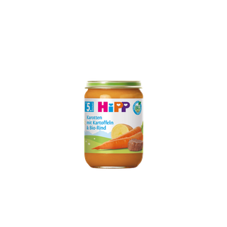 HiPP Bio-Gläschen Karotten mit Kartoffeln und Bio-Rind, Menü ab dem 5. Monat