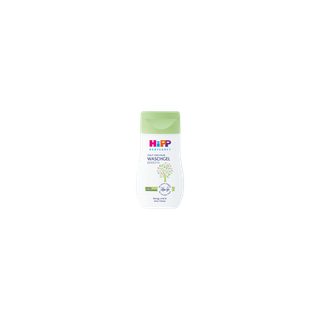 HiPP Babysanft Haut und Haar Waschgel Sensitiv Mini-Flasche mit grünem Deckel auf weißem Hintergrund