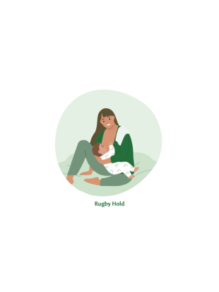 Graphic of mum breastfeeding using rugby hold