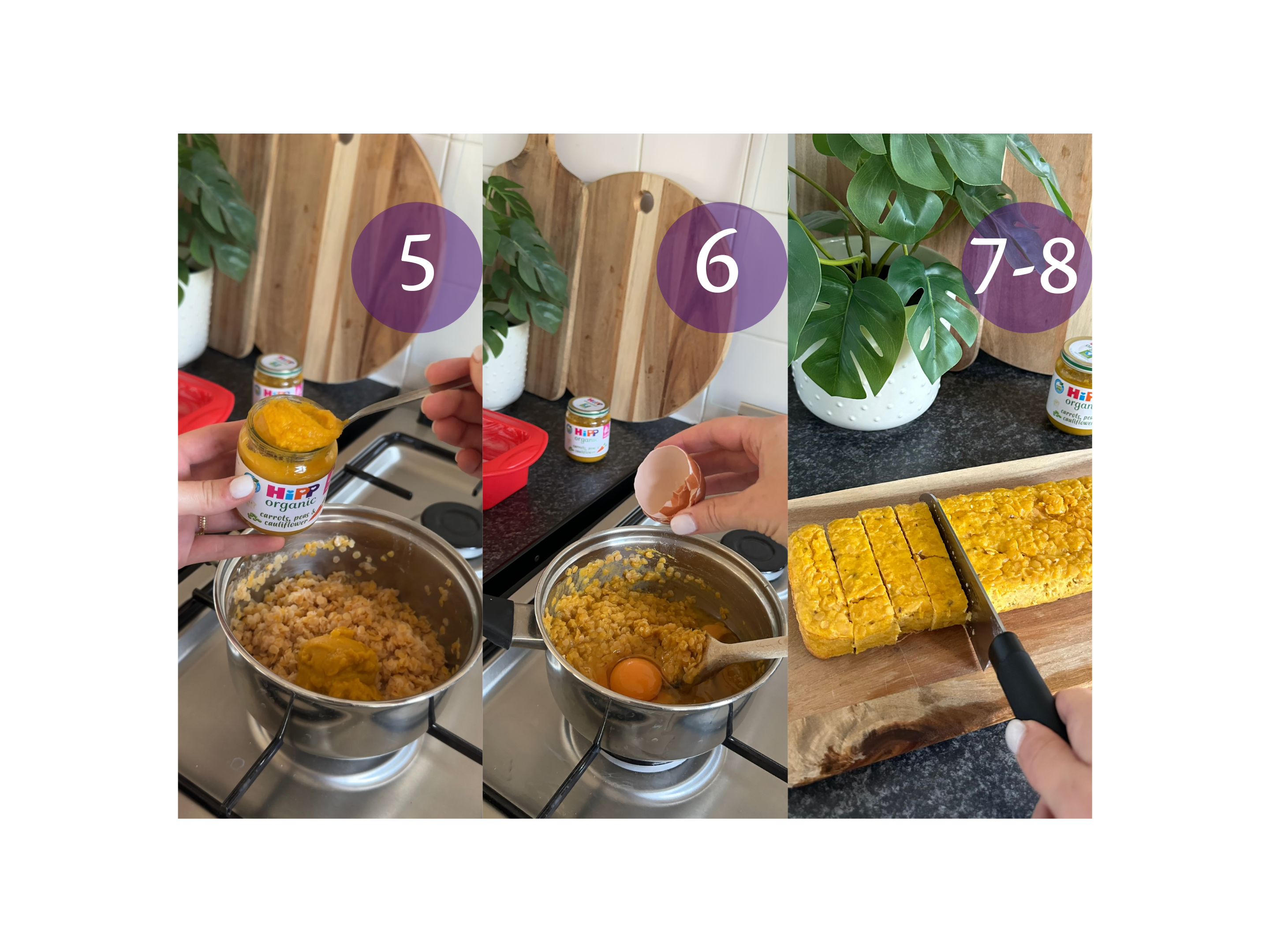 Visual step-by-step guide of recipe method