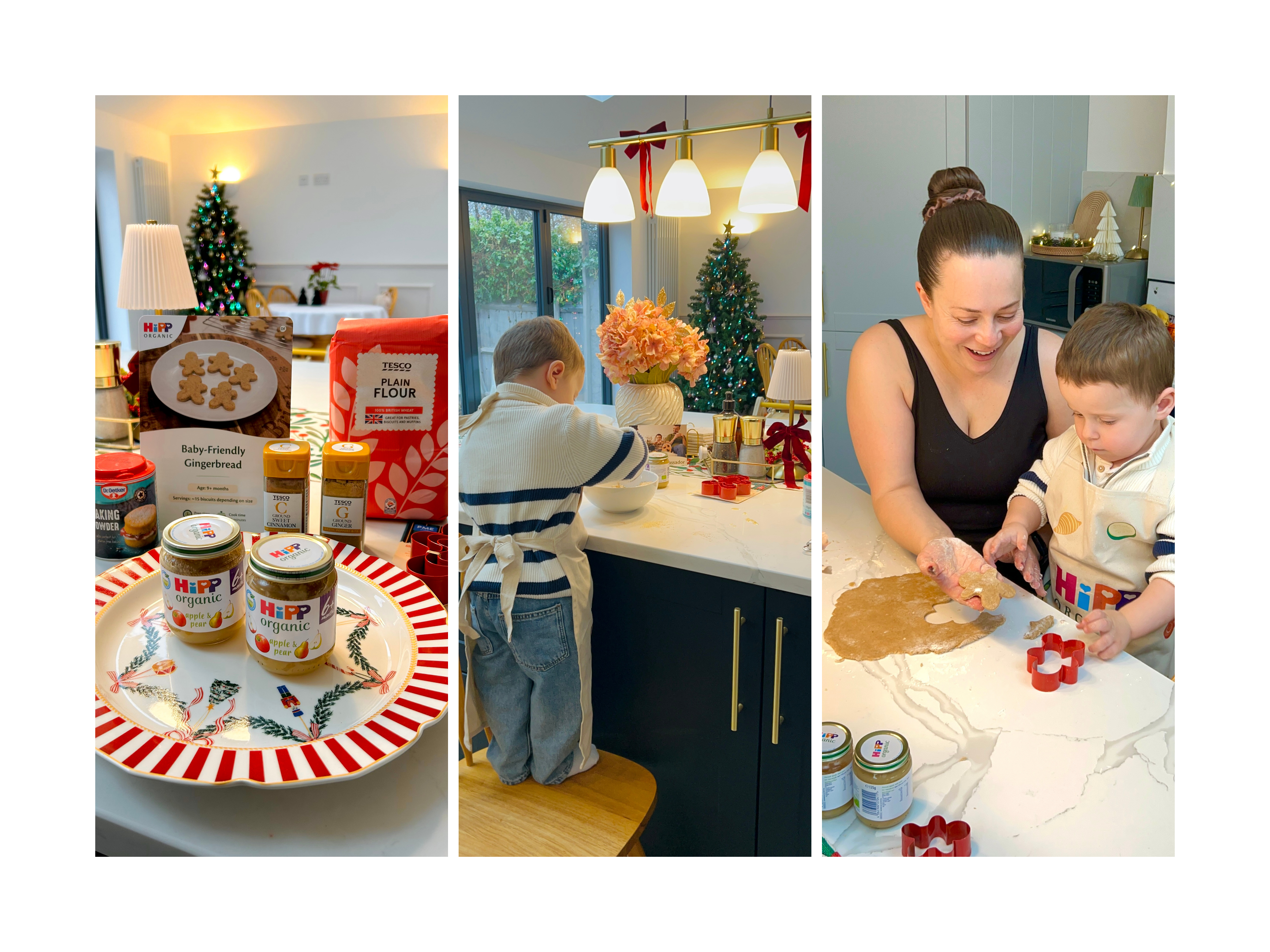 Mum & son following recipe steps to create gingerbread biscuits
