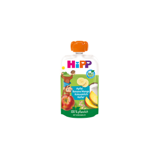 HiPP Bio-Quetschbeutel Apfel Banane Mango mit Kokosmilch und Hafer für Kinder ab 1 Jahr, 100 % pflanzlich