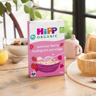 HiPP Organic Summer Berry Multigrain Porridge on a breakfast table