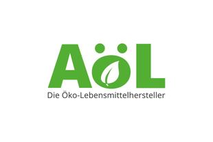 Grünes AöL-Logo mit Blatt-Symbol im Ö und dem Schriftzug „Die Öko-Lebensmittelhersteller“ darunter.
