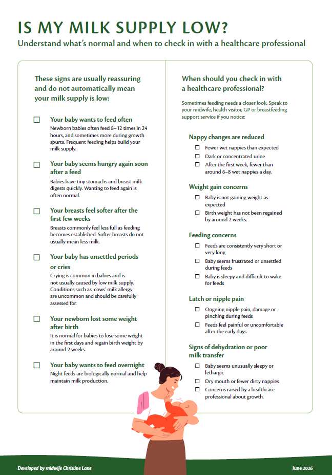 HiPP Organic Is My Milk Supply Low Guide for HCPs to give to parents