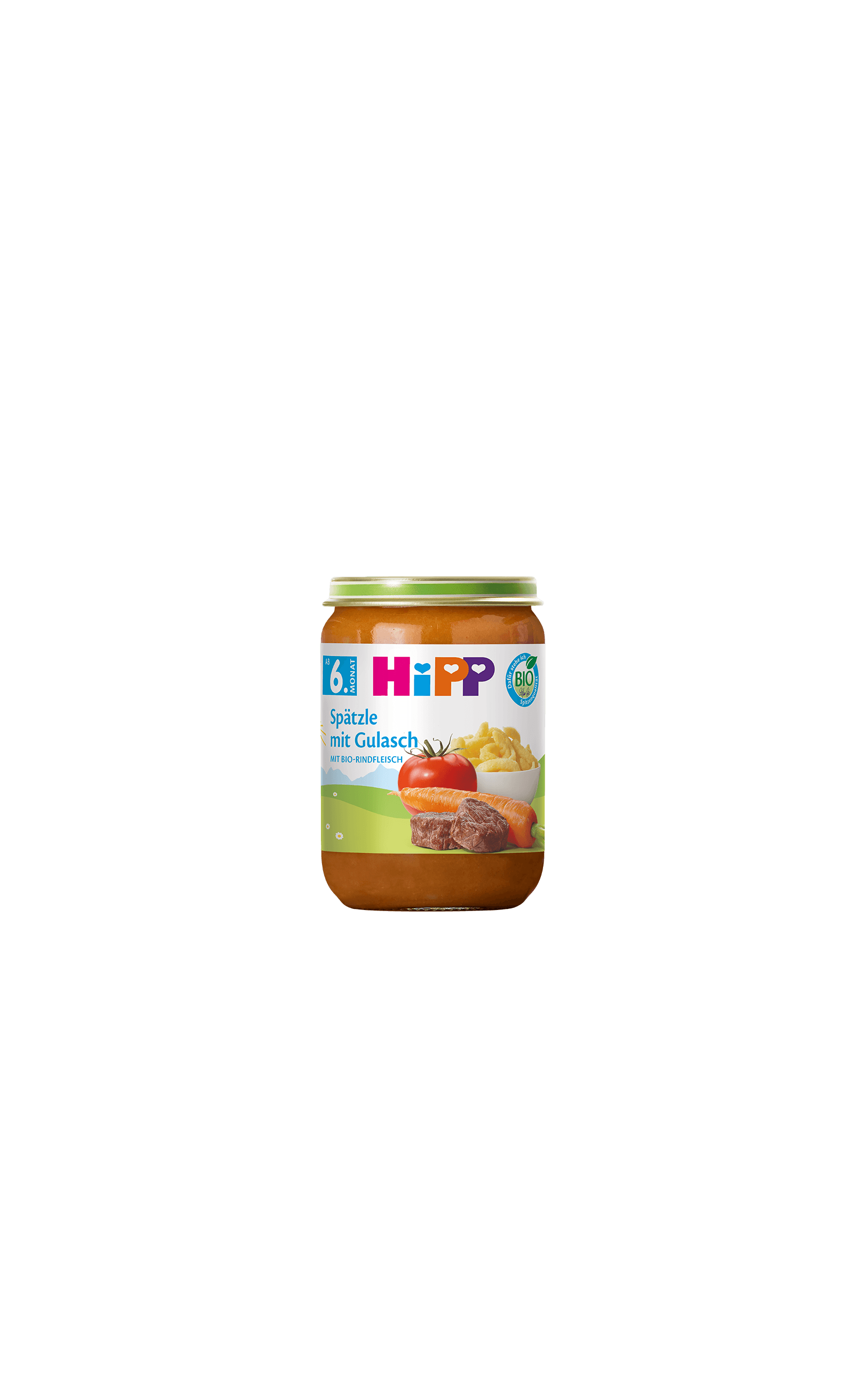 HiPP Bio Babygläschen Spätzle mit Gulasch 190g ab dem 6. Monat