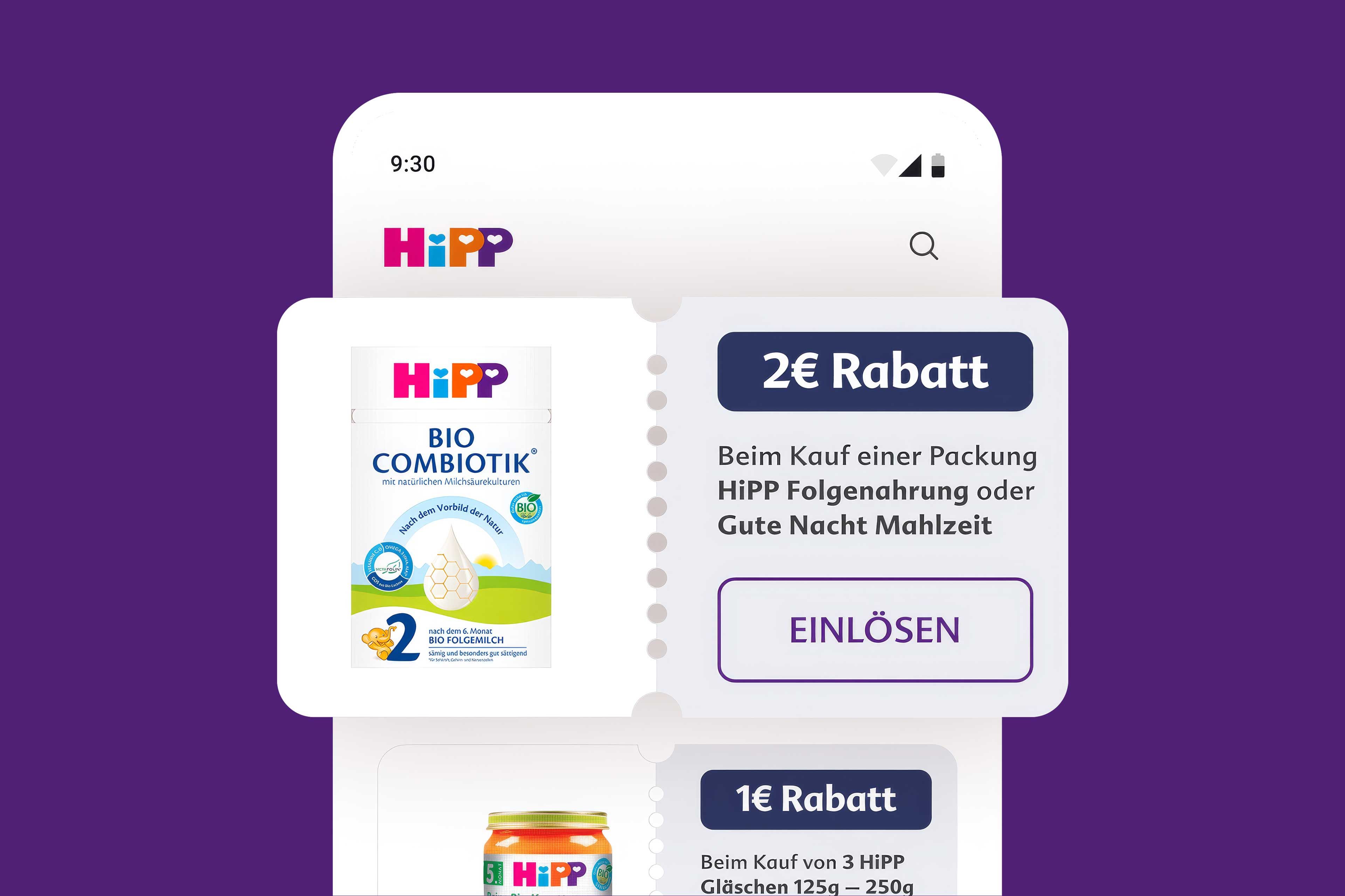 Screenshot HiPP App - Rabatt-Coupons