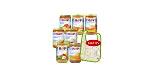 HiPP Beikost Wochenpaket Menüs ab dem 8. Monat mit mehreren Bio-Gläschen und gratis Lätzchen