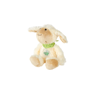Cremefarbenes Kuscheltier-Schäfchen Care-for-Rare von sigikid mit grünem Halstuch und Kleeblatt