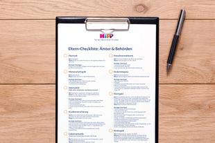 Eine Checkliste mit dem Titel 'Eltern-Checkliste: Ämter & Behörden', in der verschiedene Verantwortlichkeiten und Aufgaben im Zusammenhang mit Elternschaft und Kinderbetreuung aufgeführt sind.