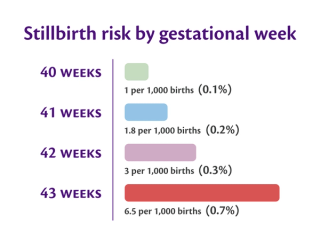Graph showing the risk of stillbirth by gestational week