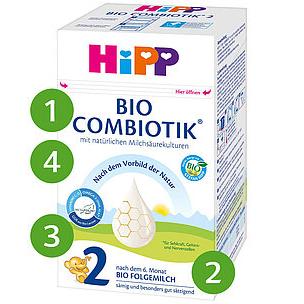 HiPP formula milk with numbers referencing what to look out for when buying HiPP from the EU