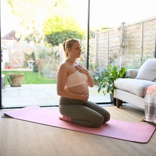 Pregnant woman practicing hypnobirthing