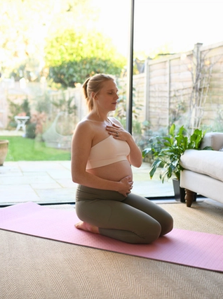 Pregnant woman practicing hypnobirthing