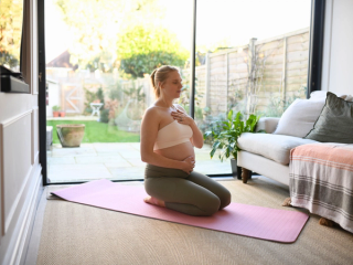 Pregnant woman practicing hypnobirthing
