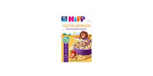 HiPP Guten Morgen Bio Knusper-Müesli Packung mit Schüssel Knuspermüsli, Erdbeeren und Getreide, ab 15 Monaten, ohne Zuckerzusatz