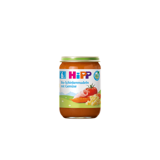 HiPP Bio-Schinkennudeln mit Gemüse 190g im Glas, Menü ab dem 6. Monat in Bio-Qualität