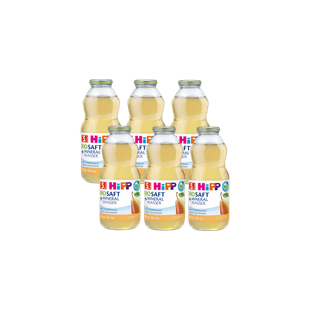 Sechserpack HiPP Bio Saft + Mineralwasser, milde Birne, 0,5-l-Flaschen für babyschonendes Trinken unterwegs