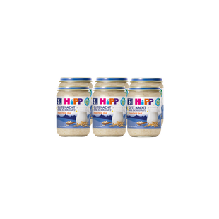 6er-Pack HiPP Gute Nacht Haferbrei pur im 190g-Glas, milder Abendbrei ohne Zuckerzusatz für Babys