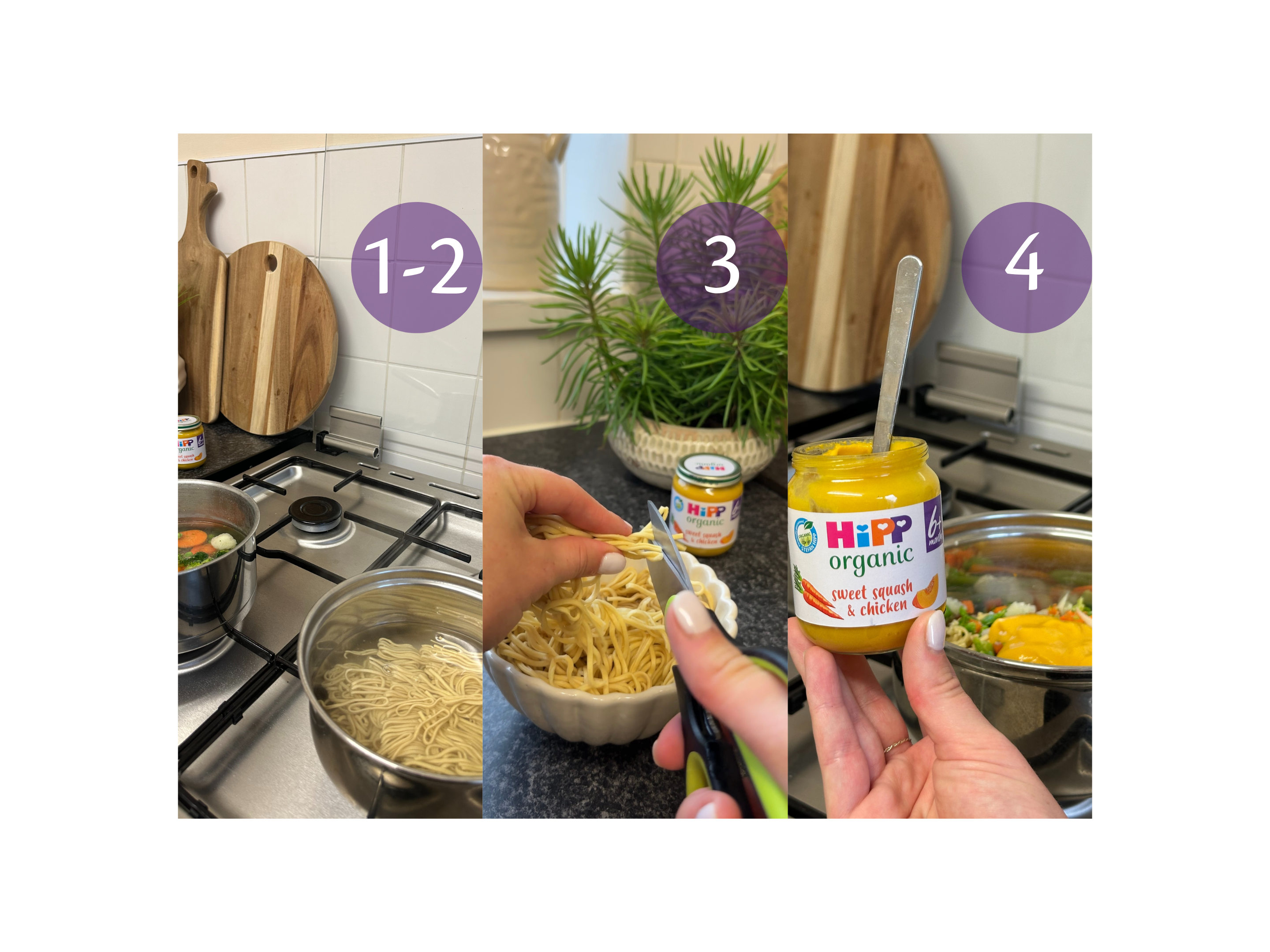 Visual step-by-step guide of recipe method
