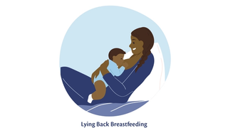 Graphic of mum lying back breastfeeding