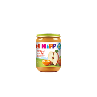 HiPP Bio Fruchtpüree im Glas, Sorte Aprikose in Apfel 190g, ab 5. Monat, ohne Zuckerzusatz