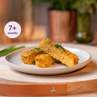 Lentil bake on wooden chopping board
