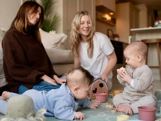 Mums and babies on a play date