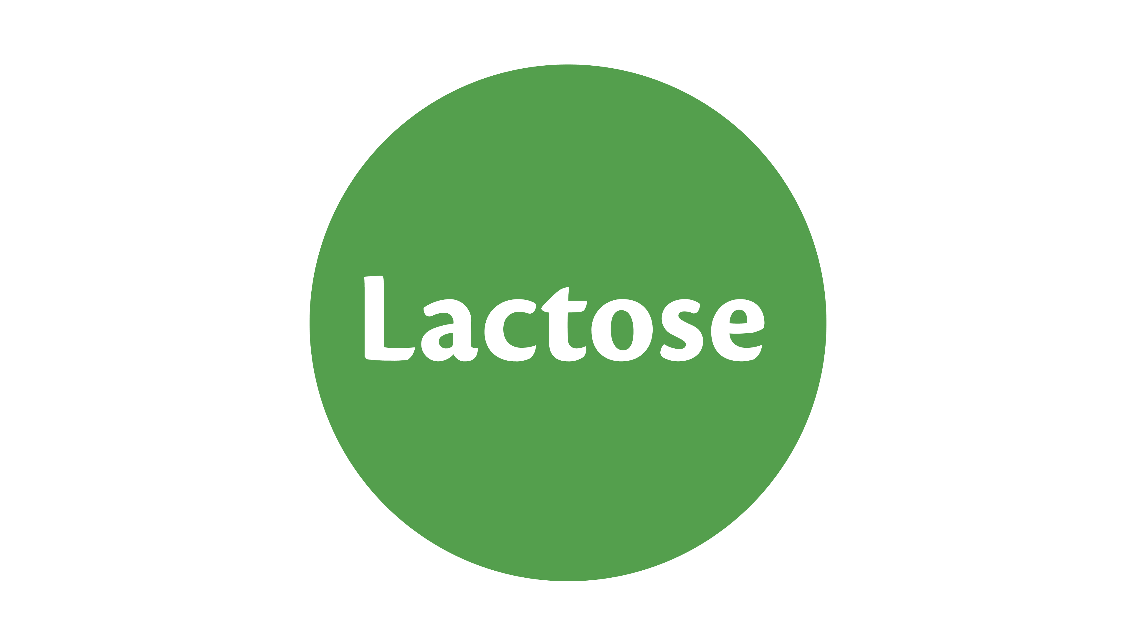 Grünes rundes Piktogramm mit dem weißen Schriftzug 'Lactose'