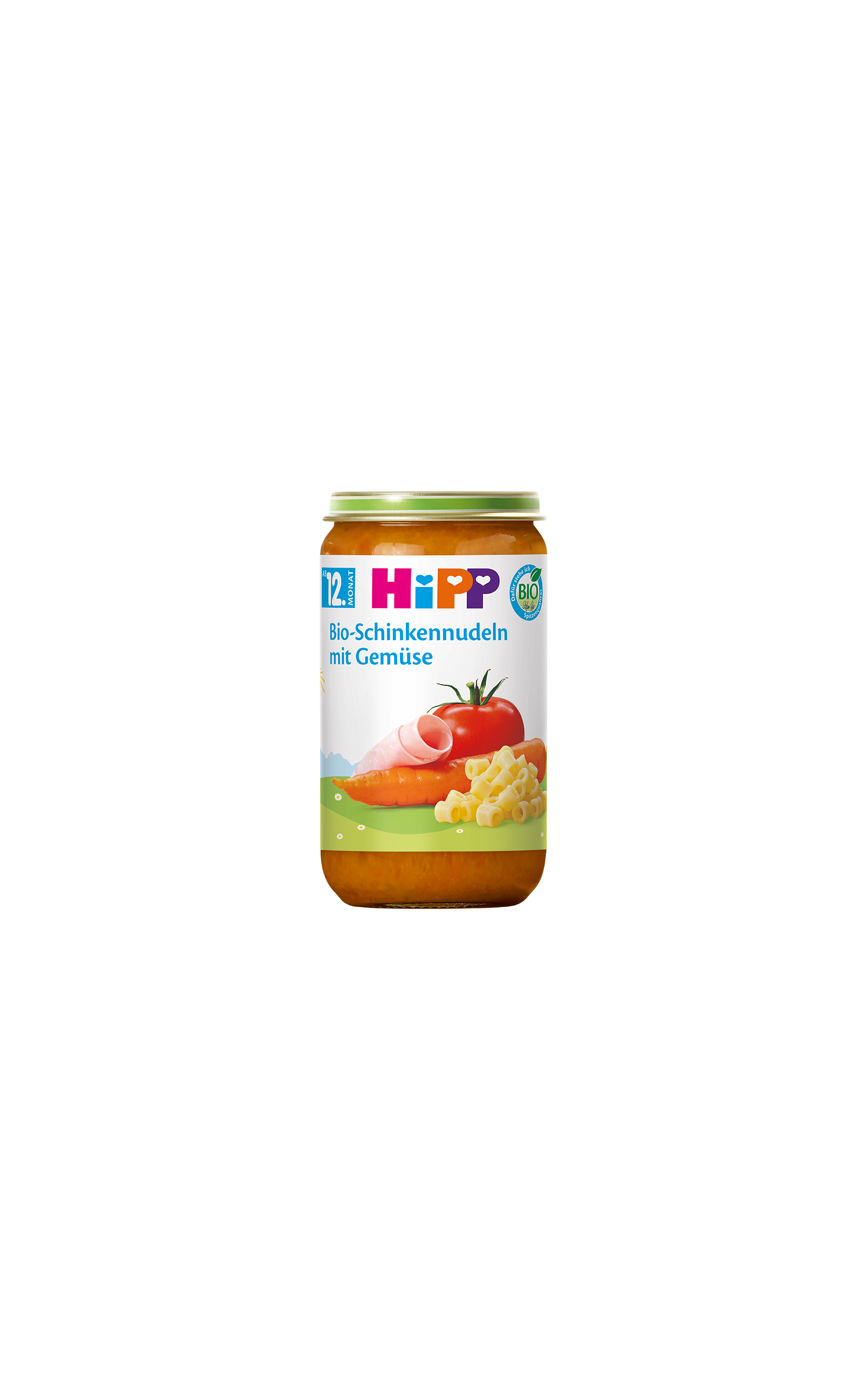 HiPP Bio-Schinkennudeln mit Gemüse 250g im Glas, Menü ab 12. Monat in Bio-Qualität