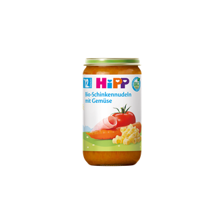 HiPP Bio-Schinkennudeln mit Gemüse 250g im Glas, Menü ab 12. Monat in Bio-Qualität
