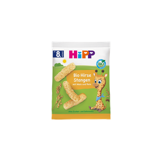 HiPP Bio Hirse Stangen Snackpackung mit Giraffenmotiv für Babys ab dem 8. Monat