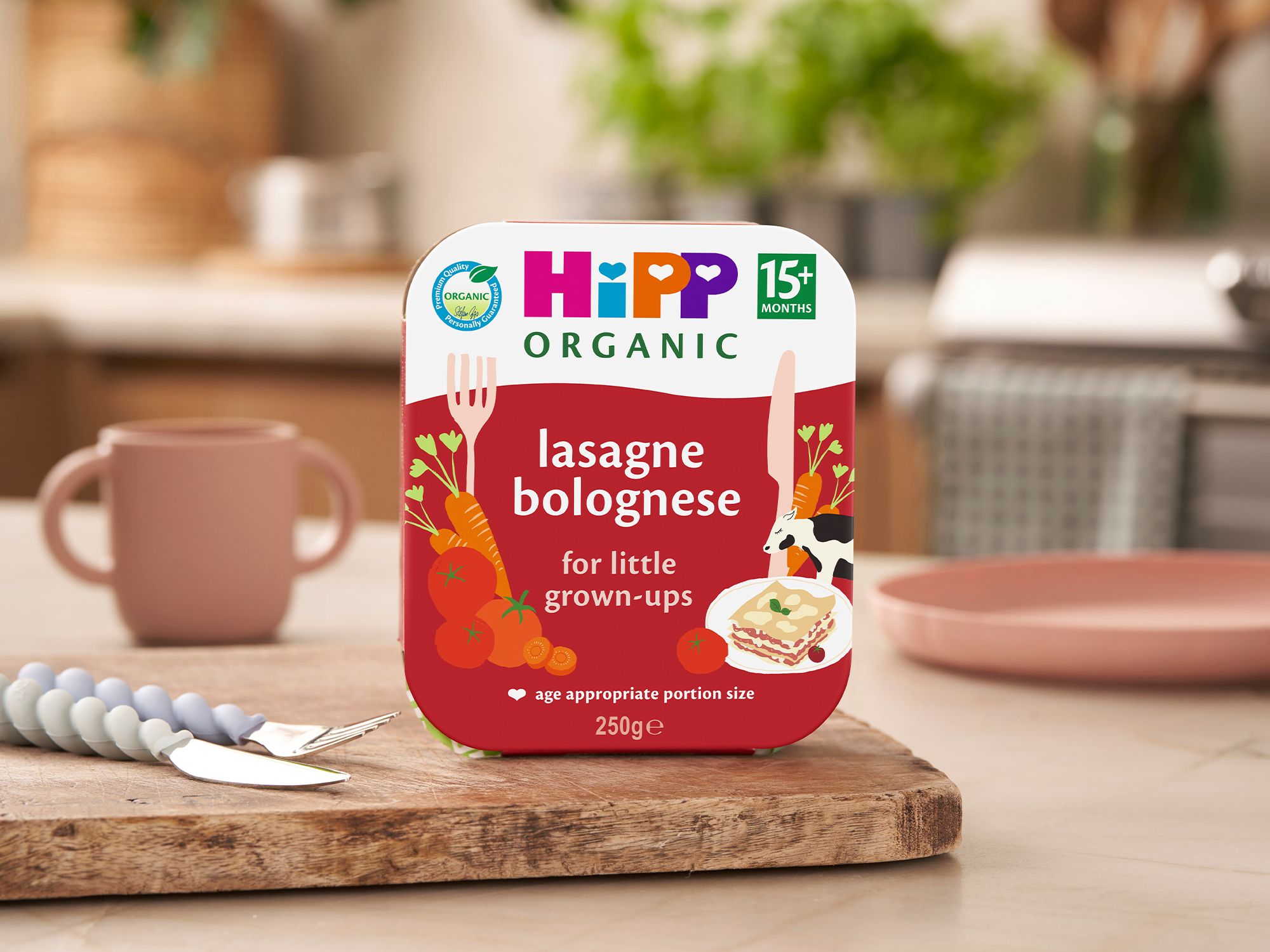 HiPP Organic Lasagne Bolognese on a kitchen worktop