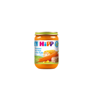 HiPP Bio-Gläschen Karotten mit Mais & Bio-Kalb ab dem 6. Monat