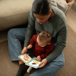 Mum reading to baby