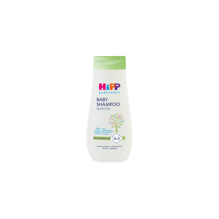 HiPP Babysanft Baby Shampoo Sensitiv Flasche mit grünem Deckel auf weißem Hintergrund